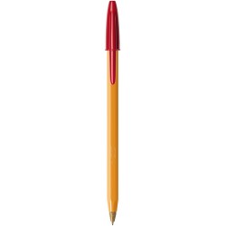 Stylo bille Bic Orange pointe fine avec capuchon - Rouge