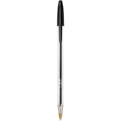 Stylo bille bic Cristal pointe moyenne avec capuchon - Noir