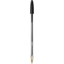 Stylo bille bic Cristal pointe moyenne avec capuchon - Noir