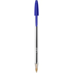 Stylo bille bic Cristal pointe moyenne avec capuchon - Bleu