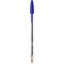 Stylo bille bic Cristal pointe moyenne avec capuchon - Bleu