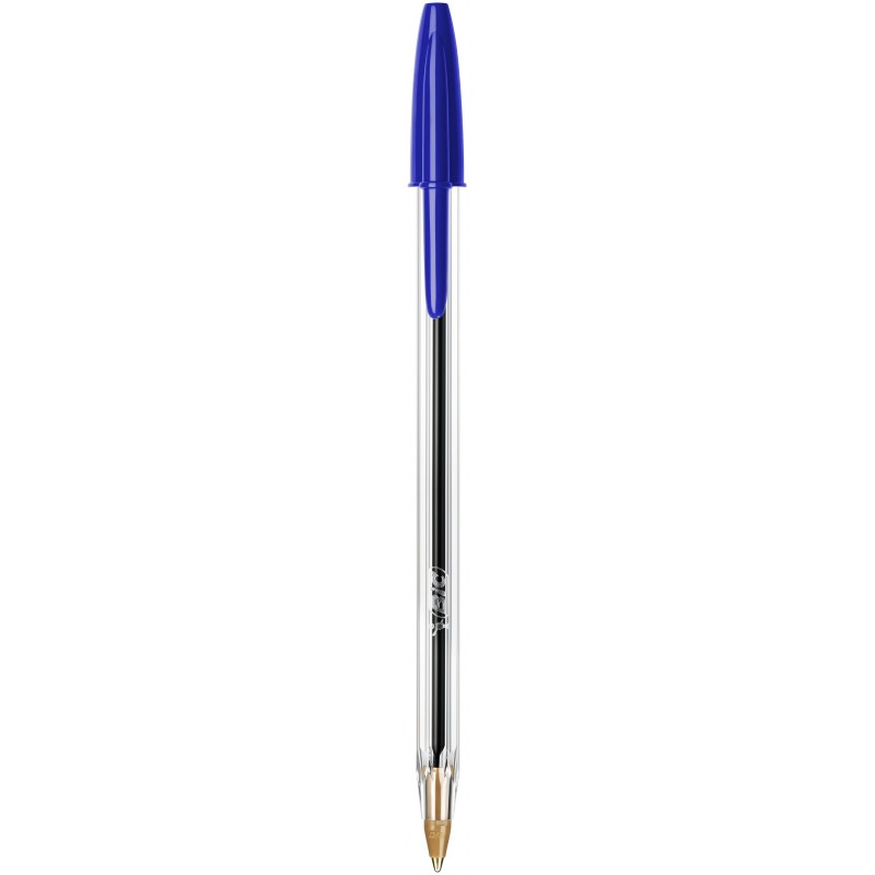 Stylo bille bic Cristal pointe moyenne avec capuchon - Bleu