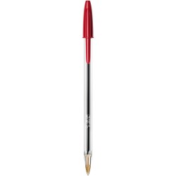 Stylo bille bic Cristal pointe moyenne avec capuchon - Rouge