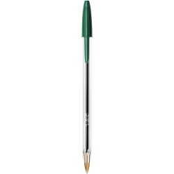 Stylo bille bic Cristal pointe moyenne avec capuchon - Vert