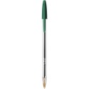 Stylo bille bic Cristal pointe moyenne avec capuchon - Vert