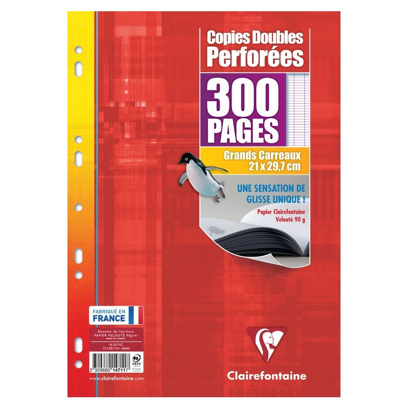 Lot de 300 pages copies simples grand format A4 grands carreaux