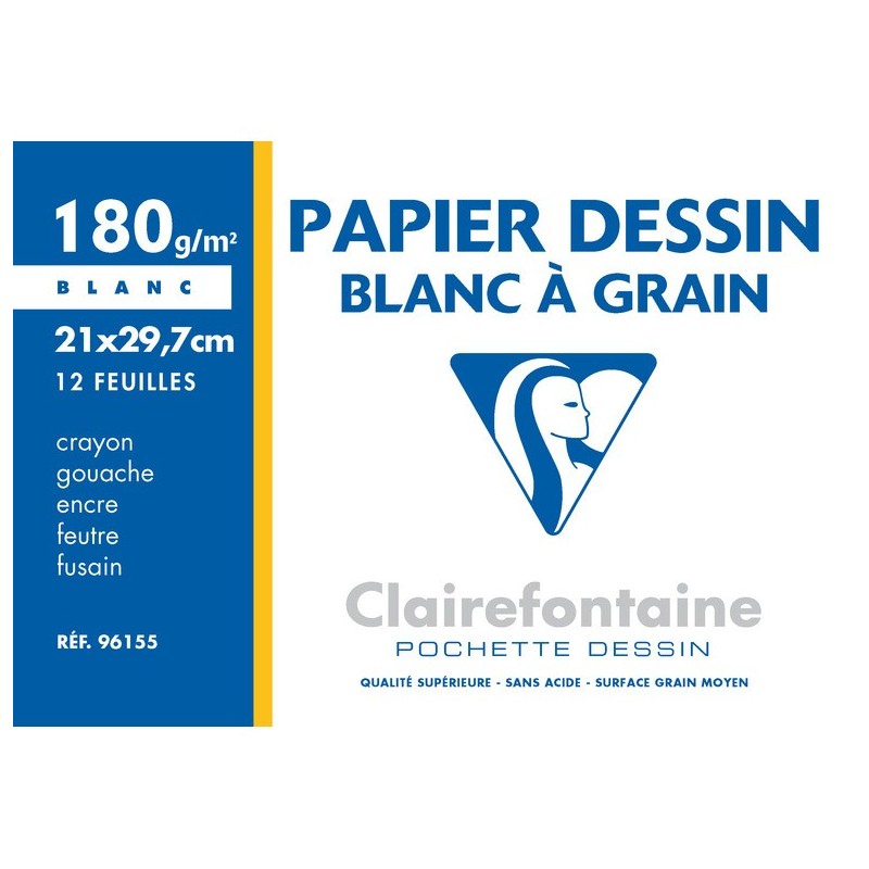 Feuilles de dessin à grain blanche format A4 21x29,7 (A4) 180gr