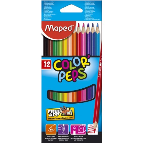 Maped Crayons de Couleurs MAPED ( paquet de 12 ) - Prix pas cher