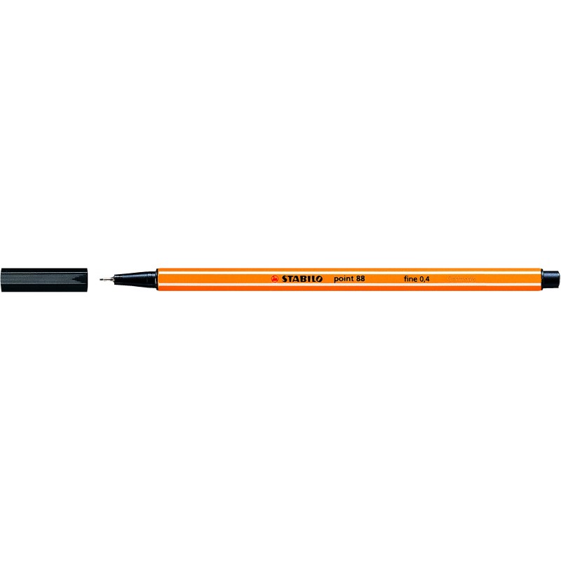 Stylo feutre Stabilo point 88 pointe extra-fine et capuchon - Noir