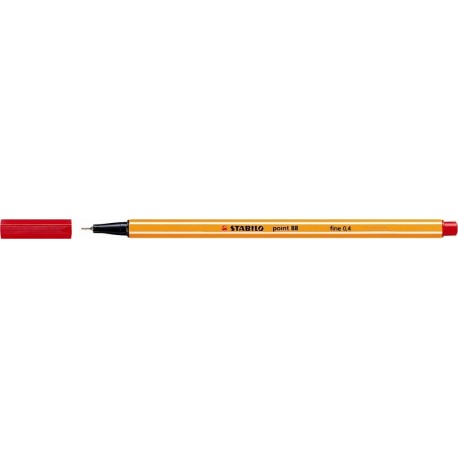 Stylo feutre Stabilo point 88 pointe extra-fine et capuchon - Rouge