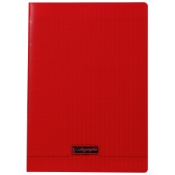 Cahier polypro Calligraphe format A4 21x29,7 96p grands carreaux (séyès) - rouge