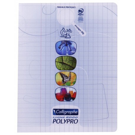 Cahier de travaux pratiques polypro Calligraphe 17x22 64p séyès/uni - incolore