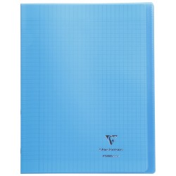 Cahier avec pochette Koverbook 24x32 96p grands carreaux (séyès) bleu