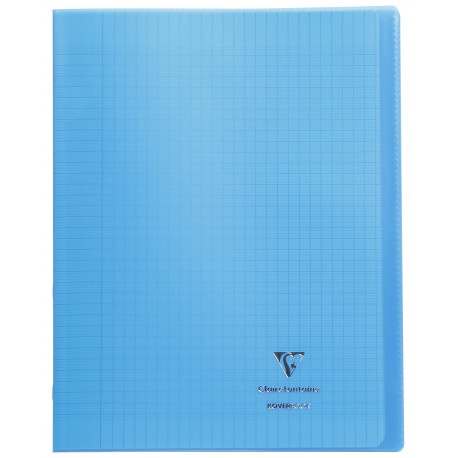 Cahier avec pochette Koverbook 24x32 96p grands carreaux (séyès) bleu