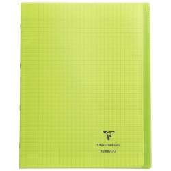 Cahier avec pochette Koverbook 24x32 96p grands carreaux (séyès) vert