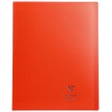 Cahier avec pochette Koverbook 24x32 96p grands carreaux (séyès) rouge