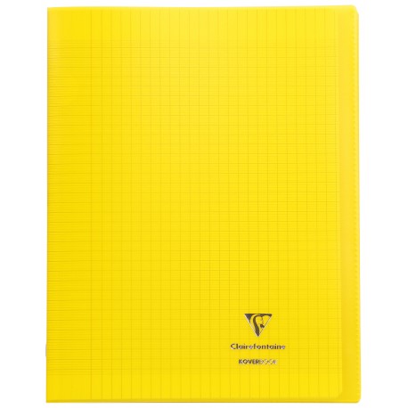 Cahier avec pochette Koverbook 24x32 96p grands carreaux (séyès) jaune