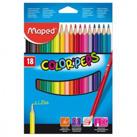 Boite de 18 crayons de couleur MAPED Color'Peps - Coloriage et