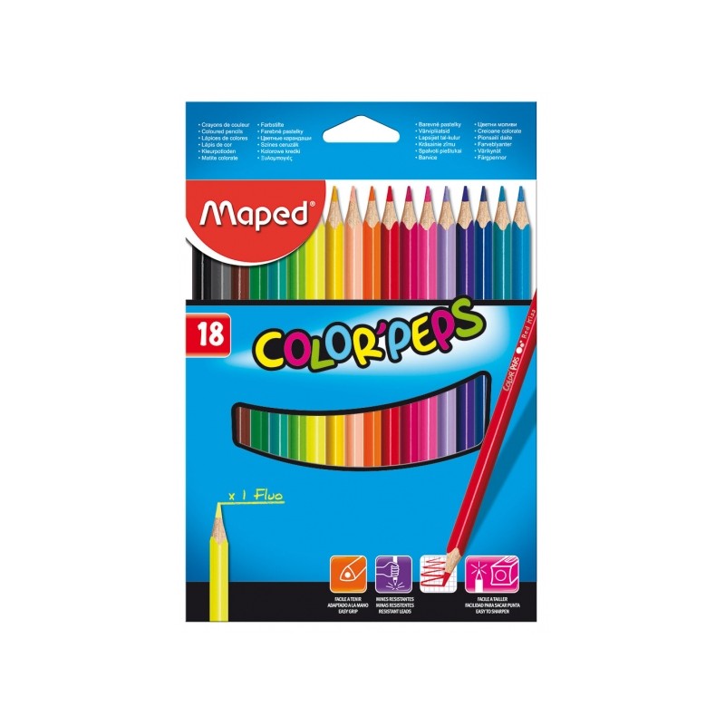 Crayons de couleur Maped Color'Peps - pochette de 18