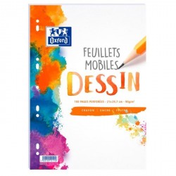 Feuilles de dessin mobiles perforées 21x29.7 (A4) 90gr