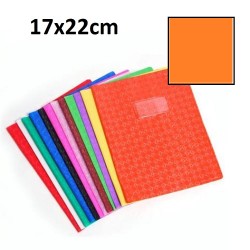 Protège-cahier petit format 17x22 avec porte étiquette - orange