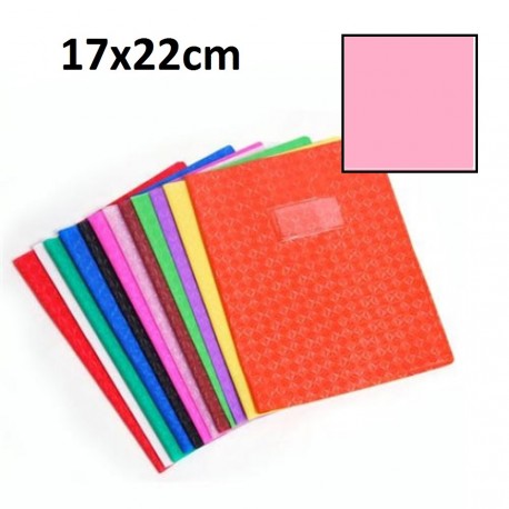 Protège-cahier petit format 17x22 avec porte étiquette - rose