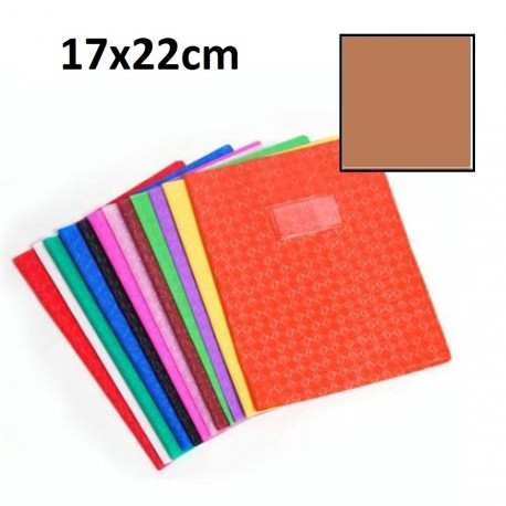 Protège-cahier petit format 17x22 avec porte étiquette - brun