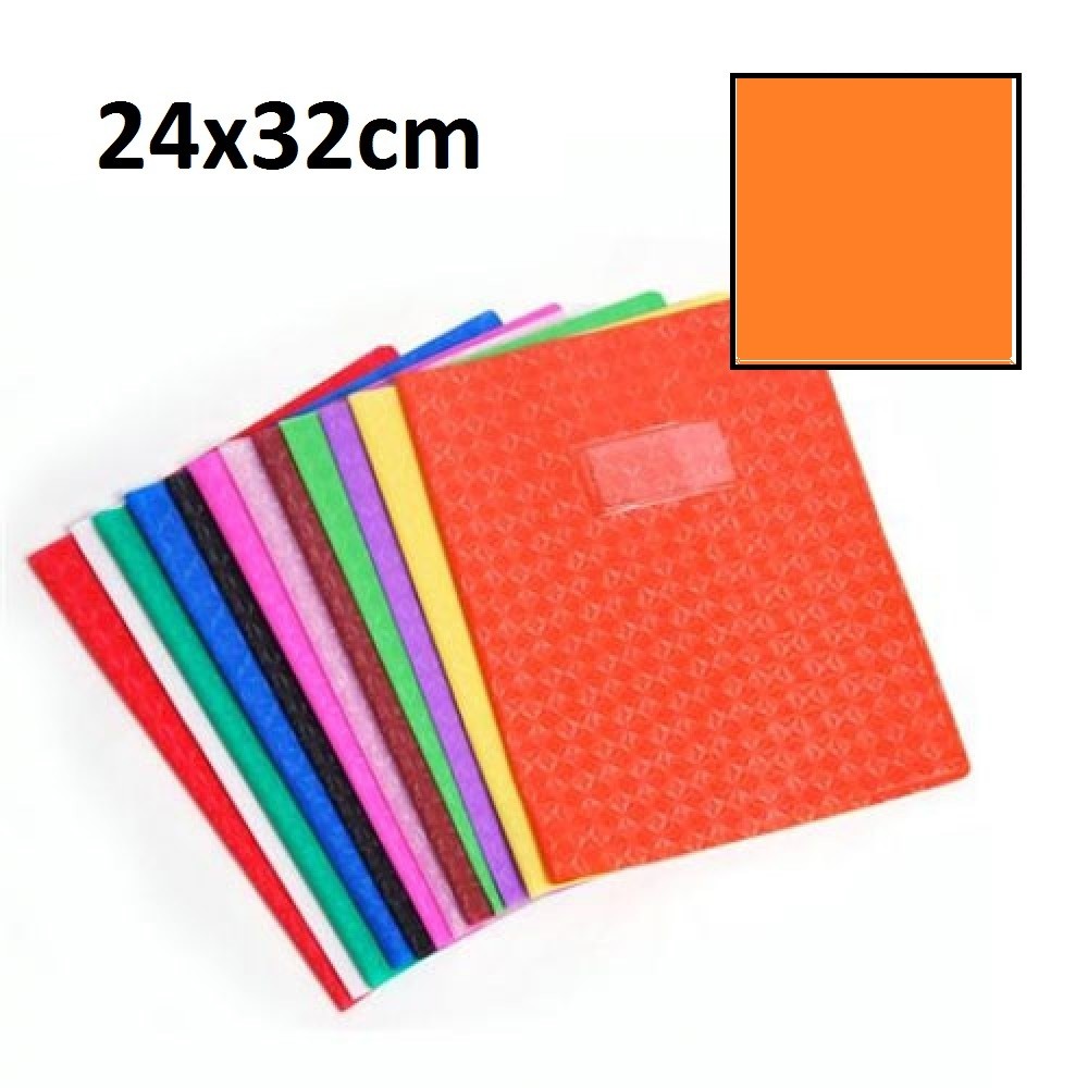 Protège-Cahier Calligraphe Grain Losange Orange - 24x32cm, 18/100ème - Avec Porte-Étiquette - PVC Opaque