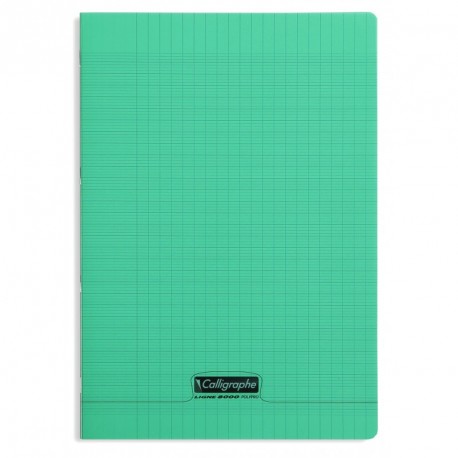 Cahier polypro Calligraphe format A4 21x29,7 96p grands carreaux (séyès) -  vert