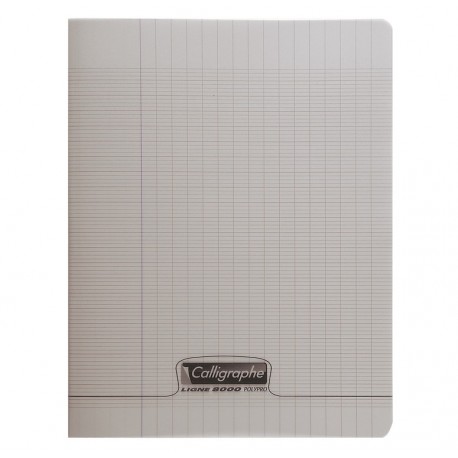 Cahier polypro Calligraphe grand format 24x32 48p grands carreaux (séyès) - gris