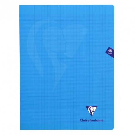 Cahier polypro Mimesys grand format 24x32 48p grands carreaux (séyès) - bleu