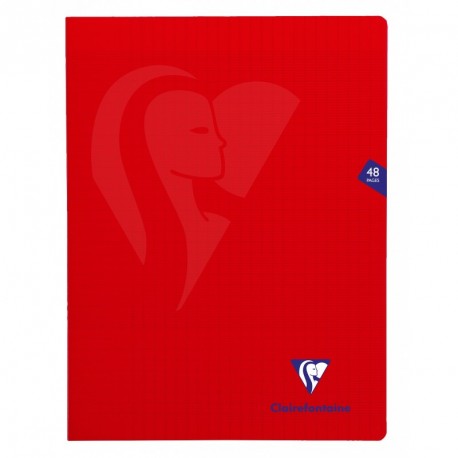 Cahier polypro Mimesys grand format 24x32 48p grands carreaux (séyès) - rouge
