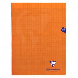 Cahier polypro Mimesys grand format 24x32 48p grands carreaux (séyès) - orange