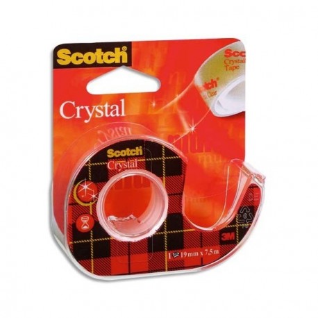 Ruban adhésif transparent Scotch Crystal 19mm x 33m avec dévidoir