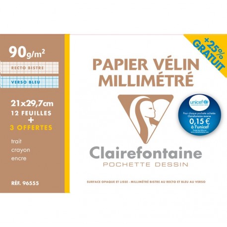 Feuilles de papier millimétré en feuille grand format 21x29.790gr