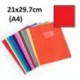 Protège-cahier format A4 21x29,7 avec porte étiquette - rouge